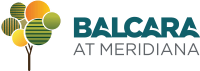 A logo with a tree and the words "BALCARA AT MERIDIANA" in blue.